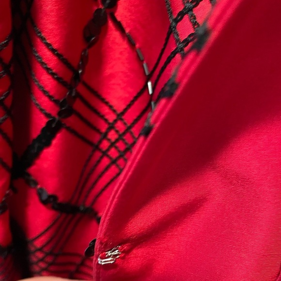 Anthracite woman’s red silk blazer with black sequins size 10 - Picture 5 of 7